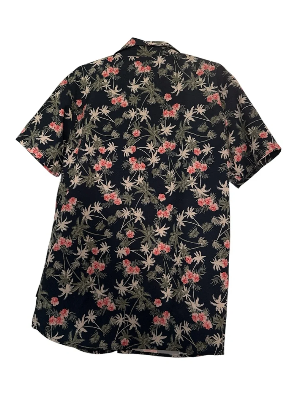 Eddie Bauer Navy Button-Down Short Sleeve Floral Shirt